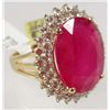 Image 3 : GOLD PLATED STERLING SILVER LADIES RUBY AND SAPPHIRE RING - SIZE 8.25