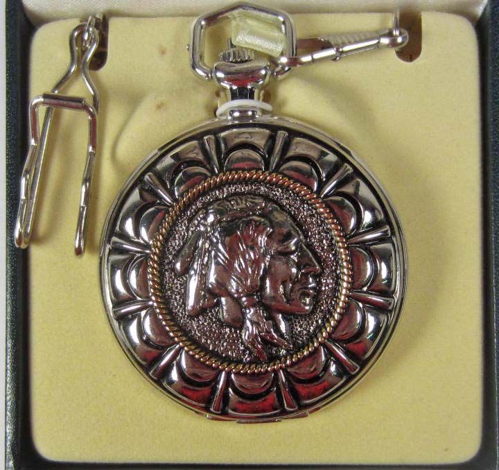 NATIVE AMERICAN INDIAN POCKET WATCH W/ CASE