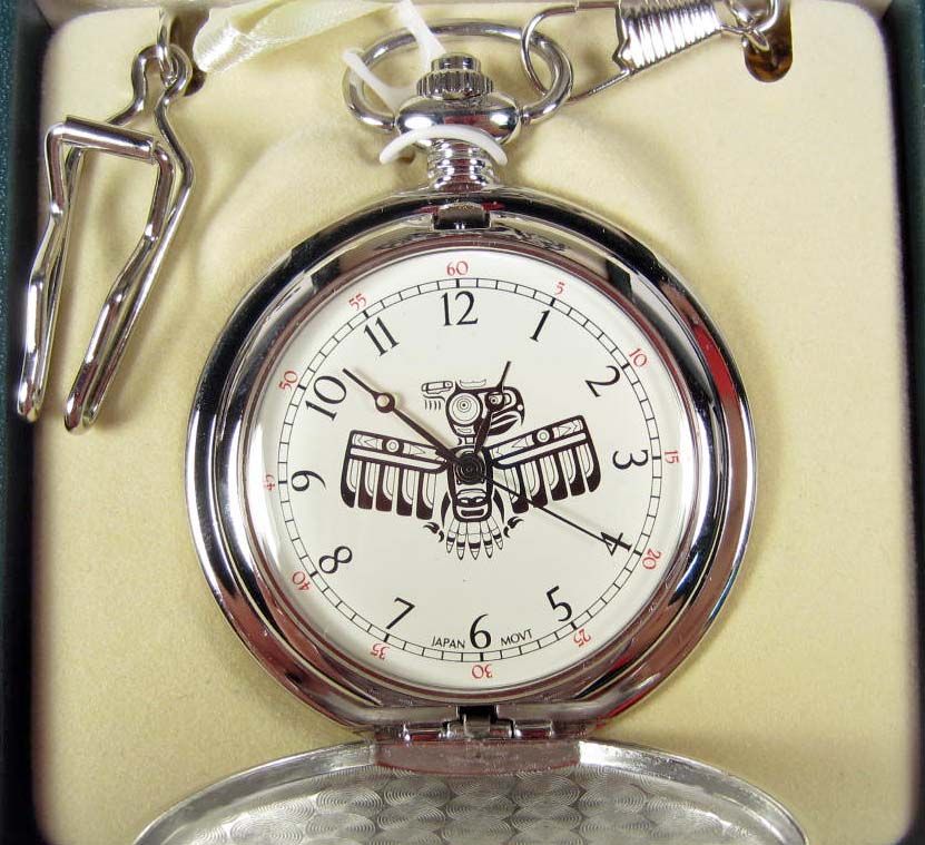 NATIVE AMERICAN INDIANS POCKET WATCH W/ CASE