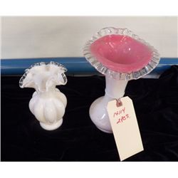 Pair of Fenton Silver Crest Vase's Pulpit 6" x 9", 1- 4" x 6"