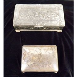 Pair of Silver Plated Dresser Box marked Napier on small box-- large is marked JB