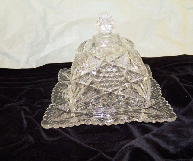 Hand Cut Crystal Butter Dish Square Lid Beautiful pieces