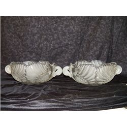 Pair of Swan Crystal Bowls approx 13" x H 5" ea