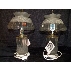 Pair of Accent Rose Crystal Lamps Imperial Crystal Co. made in Portugal  approx 8" x H 13"