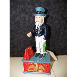Cast Iron Bank Uncle Sam approx 11"