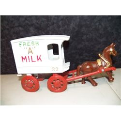 Cast Iron Bank Milk Truck approx 6" H x 11"