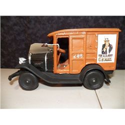 Cast Iron Bank Mail Truck approx 5"H x 9" long