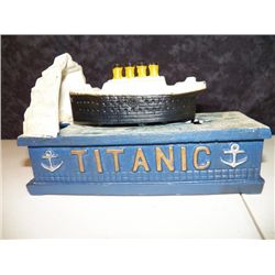 Cast Iron Bank Titanic approx h5" X 8" long x 3"