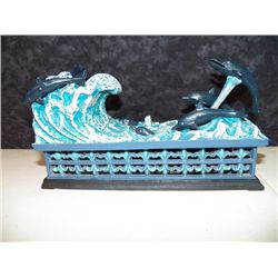 Cast Iron Bank Dolphin approx H 5" x 9" long
