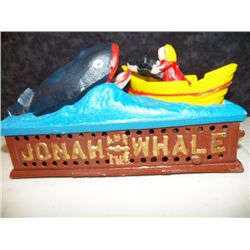 Cast Iron Bank Jonah & The Wale approx H 6" x 9" long