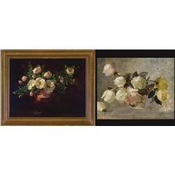 Anna  Eliza Hardy - Roses in a Red Vase