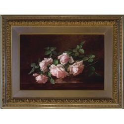 Anna  Eliza Hardy - Five Pink Roses in Full Bloom