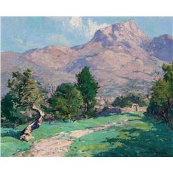 Alexander Bower - Western Mountain Landscape with Stone Fence