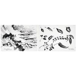 Chiura Obata - Seascape and Leaves