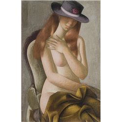 Edvin Kalneniek - Seated Nude Wearing a Hat