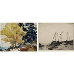 Chauncey Foster Ryder - Trees by the Shore & Trees in a Mountain Landscape