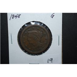 1848 US Large One Cent; G; EST. $20-25