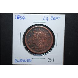1856 US Large One Cent; Cleaned; EST. $15-20