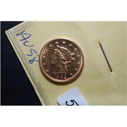 1902 US Liberty $2 1/2 Gold Coin; AU58; EST. $300-350