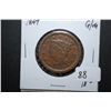 Image 1 : 1847 US Large One Cent; G/VG; EST. $20-25