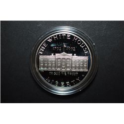 1992-W US 200th Anniversary Of The White House Commemorative $1 Silver Proof Coin In Velvet Box With