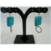 Image 1 : Square Turquoise  & hoop dangle earring