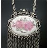 Image 2 : Hand Painted Ceramic Rose Necklace, Signed Pierce
