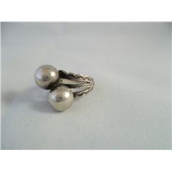 Vintage Southwestern Style Silver Double bead ring From New Mexico40