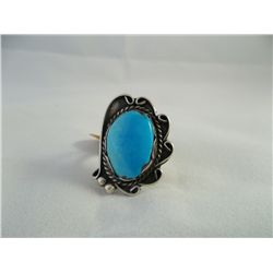 Southwestern Large Sterling Silver and Blue Turquoise ring