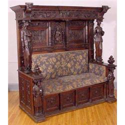 Lot 007: Carved Alcove Bishop's Seat, Ca. 1870