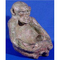 Lot 010: Bronze Chimp Sculpture, 20th C.