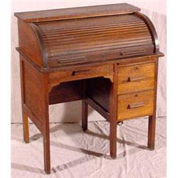 Lot 003: Oak Roll Top Desk