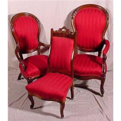 Lot 017: Three (3) Parlor Chairs, Ca. 1860