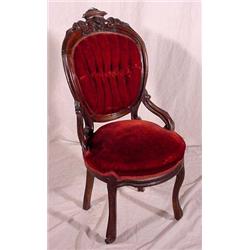 Lot 019: Carved Walnut Side Chair, Ca. 1850