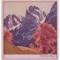 Lot 020: American Mountainscape Litho, Ca. 1920