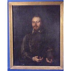 Lot 034A: 16th-17th C. O/C Portrait in Manner of Van Dyck