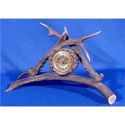 Lot 047: Black Forest, Deer Antler Clock, Ca. 1900
