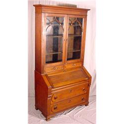 Lot 057_B: Victorian Walnut Secretary Bookcase