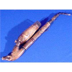 Lot 064: Carved Wood Deer Pipe, Ca. 1890