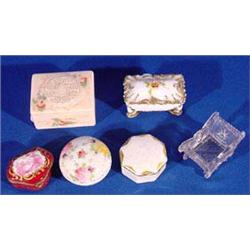 Lot 086: Six (6) Milk Glass & Porcelain Boxes