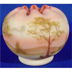 Lot 095: Fenton Burmese Rose Bowl, Ca. 1960