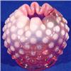Image 1 : Lot 096: Cranberry Opalescent Rose Bowl, Ca. 1950