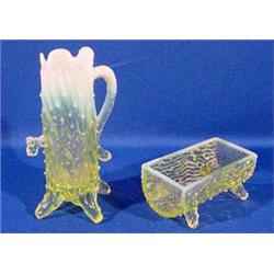 Lot 105: Two (2) Northwood Opalescent Vaseline Glass