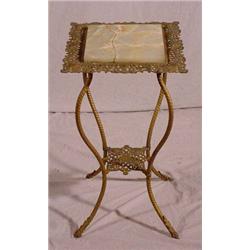 Lot 122: Victorian Iron and Brass Marble Top Fern Stand