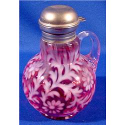 Lot 154: Cranberry Syrup Pitcher, Ca. 1890