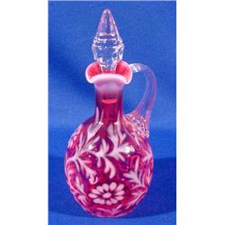 Lot 155: Cranberry Opalescent Cruet, Ca. 1900