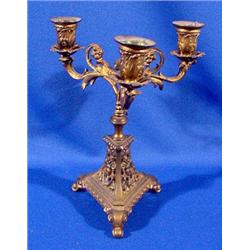 Lot 179: Cast Triple Arm Candle Holder, Ca. 1880