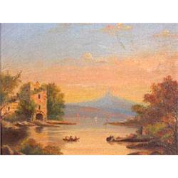 Lot 457: Hudson River Style Oil Painting on Board