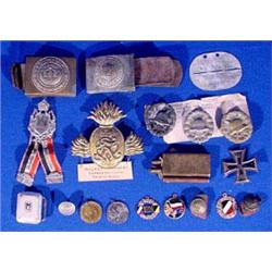 Lot 466: Early German Military Belt Buckles and Medals