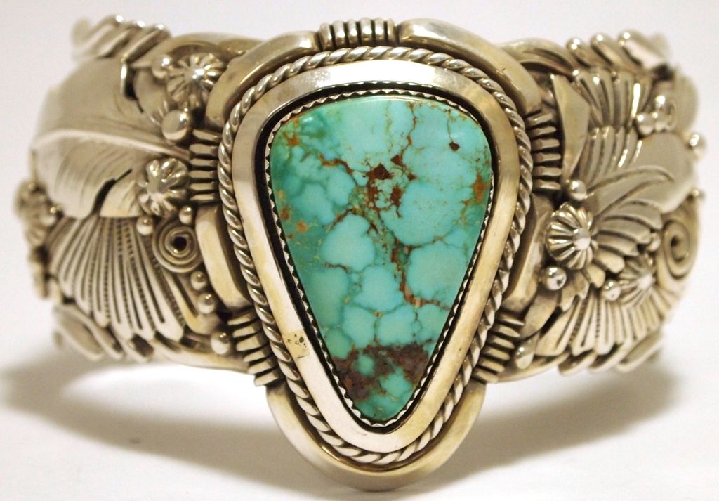 Old Pawn Navajo Mountain Turquoise Sterling Silver Cuff